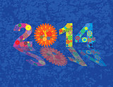 Happy New Year 2014 Colorful Gears with Background