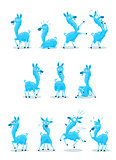 Blue Llama with Various Expressions
