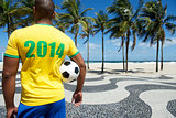 Brazilian soccer football player wears 2014 shirt Rio
