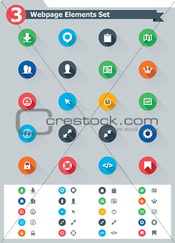 Flat webpage elements icon set
