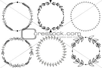 Set of 6 hand-draw raster victory laurel wreaths