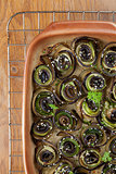 Baked eggplant and zucchini with hemp seed