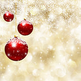 Christmas baubles and  snowflake background