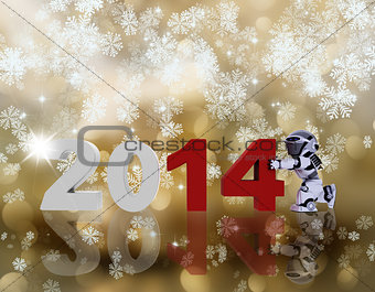 Happy New Year background with robot