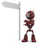 3D Render of an Android with road sign
