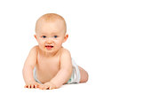 Baby on his front isolated on a white background