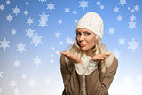 funny blonde girl with winter style 