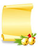 Christmas greeting card - paper scroll wishlist with bells