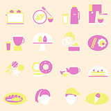 Bakery and drinks color icons 