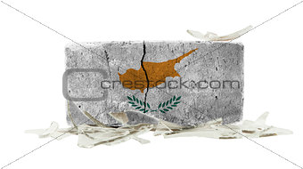 Brick with broken glass, violence concept