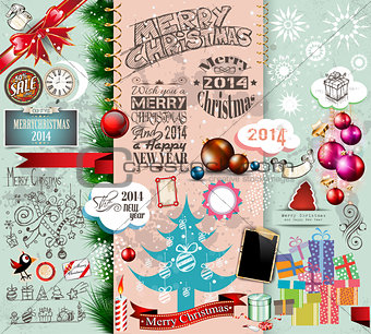 2014 Christmas Vintage typograph design elements: