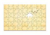vintage  paper on white background in the form of a puzzle