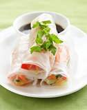 spring rolls with vegetables and chicken
