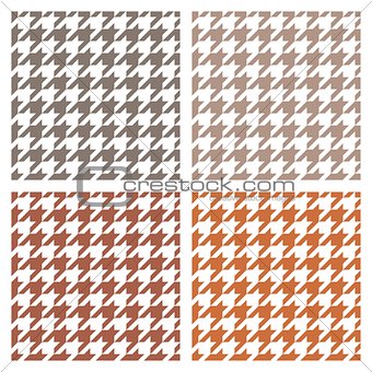 Houndstooth vector seamless pattern or brown background set