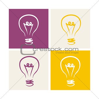 Light bulb vector icon symbol on colorful backgrounds