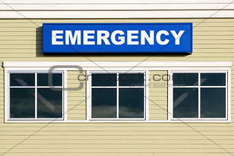Emergency Sign Outside Hospital Building