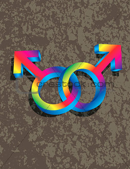 Male Gay Gender 3D Symbols Interlocking Illustration