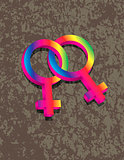 Female Lesbian Gender 3D Symbols Interlocking Illustration