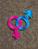 Male Female Gender 3D Symbols Interlocking Illustration