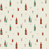 Alcoholic beverages vector seamless vintage pattern