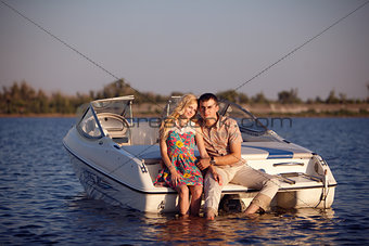 young couple on the boat