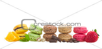 row  of macaroons with ingredients