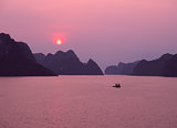 Purple sunset in Halong Bay