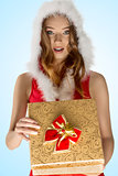 sexy christmas girl opening gift box 