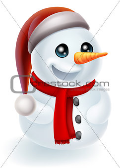 Christmas Snowman in Santa Hat