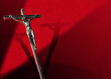 Jesus on Cross - Red Velvet Background