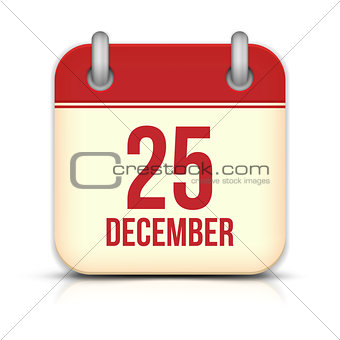 Christmas Day Calendar Icon. 25 December. Vector Illustration