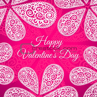 Happy Valentines Day. Vector doodle twirls background