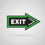 Green and black colored arrow with exit message. Vector Background