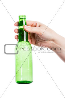 Beer bottle in the hand 