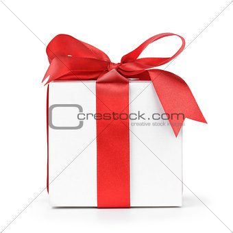 paper gift box wrapped with ribbon