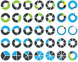 Pie charts and circular graph infographic kit