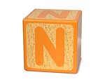 Letter N on Childrens Alphabet Block.