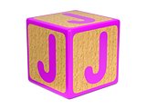 Letter J on Childrens Alphabet Block.