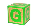 Letter G on Childrens Alphabet Block.