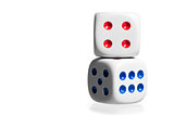 two white dice stand by each other