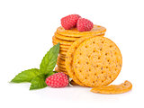 Stack of crackers with mint and berries
