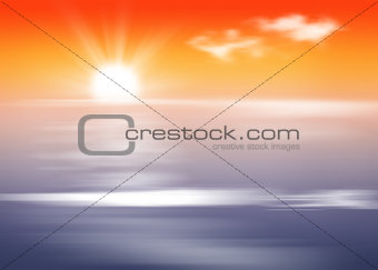 Beach and sea with sunset