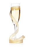 Champagne glass with golden ribbon