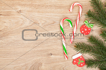 Christmas fir tree and candy cane