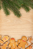 Christmas fir tree and gingerbread cookies
