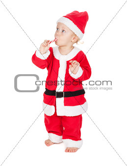 Baby santa with candy cane