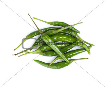 Green hot chili peppers