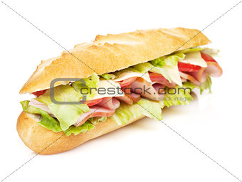 Fresh sandwich with meat and vegetables
