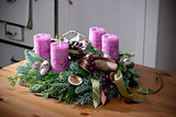 Advent wreath with purple candles