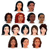 Indian, black, asian and latino women. 